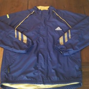 Adidas Blue and Gold Windbreaker Jacket Size: L
